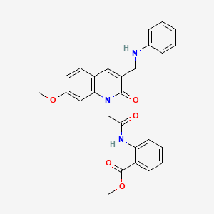 methyl 2-(2-{7-methoxy-2-oxo-3-[(phenylamino)methyl]-1,2-dihydroquinolin-1-yl}acetamido)benzoate