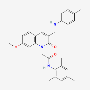 2-(7-methoxy-3-{[(4-methylphenyl)amino]methyl}-2-oxo-1,2-dihydroquinolin-1-yl)-N-(2,4,6-trimethylphenyl)acetamide