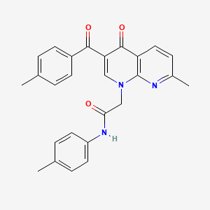 2-[7-methyl-3-(4-methylbenzoyl)-4-oxo-1,4-dihydro-1,8-naphthyridin-1-yl]-N-(4-methylphenyl)acetamide