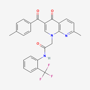 molecular formula C26H20F3N3O3 B6511067 2-[7-methyl-3-(4-methylbenzoyl)-4-oxo-1,4-dihydro-1,8-naphthyridin-1-yl]-N-[2-(trifluoromethyl)phenyl]acetamide CAS No. 894909-76-3