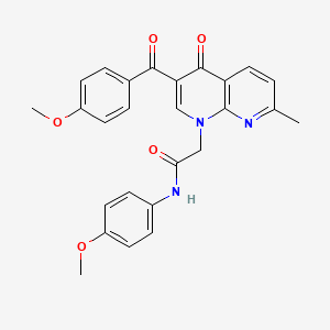molecular formula C26H23N3O5 B6511069 2-[3-(4-methoxybenzoyl)-7-methyl-4-oxo-1,4-dihydro-1,8-naphthyridin-1-yl]-N-(4-methoxyphenyl)acetamide CAS No. 894910-32-8