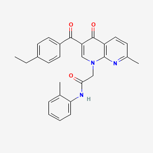 molecular formula C27H25N3O3 B6511076 2-[3-(4-ethylbenzoyl)-7-methyl-4-oxo-1,4-dihydro-1,8-naphthyridin-1-yl]-N-(2-methylphenyl)acetamide CAS No. 894885-25-7