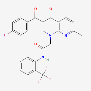 molecular formula C25H17F4N3O3 B6511080 2-[3-(4-fluorobenzoyl)-7-methyl-4-oxo-1,4-dihydro-1,8-naphthyridin-1-yl]-N-[2-(trifluoromethyl)phenyl]acetamide CAS No. 932318-78-0