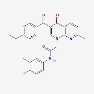 molecular formula C28H27N3O3 B6511088 N-(3,4-dimethylphenyl)-2-[3-(4-ethylbenzoyl)-7-methyl-4-oxo-1,4-dihydro-1,8-naphthyridin-1-yl]acetamide CAS No. 894887-23-1