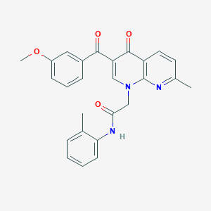 molecular formula C26H23N3O4 B6511100 2-[3-(3-methoxybenzoyl)-7-methyl-4-oxo-1,4-dihydro-1,8-naphthyridin-1-yl]-N-(2-methylphenyl)acetamide CAS No. 894888-57-4