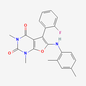 molecular formula C22H20FN3O3 B6511114 6-[(2,4-dimethylphenyl)amino]-5-(2-fluorophenyl)-1,3-dimethyl-1H,2H,3H,4H-furo[2,3-d]pyrimidine-2,4-dione CAS No. 946376-68-7