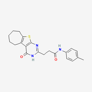 N-(4-methylphenyl)-3-{3-oxo-8-thia-4,6-diazatricyclo[7.5.0.0^{2,7}]tetradeca-1(9),2(7),5-trien-5-yl}propanamide