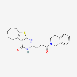 molecular formula C23H25N3O2S B6511165 5-[3-oxo-3-(1,2,3,4-tetrahydroisoquinolin-2-yl)propyl]-8-thia-4,6-diazatricyclo[7.5.0.0^{2,7}]tetradeca-1(9),2(7),5-trien-3-one CAS No. 950314-20-2