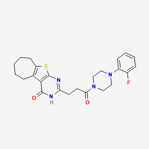 molecular formula C24H27FN4O2S B6511177 5-{3-[4-(2-fluorophenyl)piperazin-1-yl]-3-oxopropyl}-8-thia-4,6-diazatricyclo[7.5.0.0^{2,7}]tetradeca-1(9),2(7),5-trien-3-one CAS No. 950443-94-4