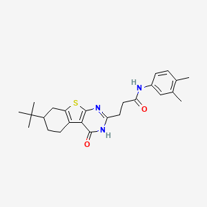 molecular formula C25H31N3O2S B6511190 3-{11-tert-butyl-3-oxo-8-thia-4,6-diazatricyclo[7.4.0.0^{2,7}]trideca-1(9),2(7),5-trien-5-yl}-N-(3,4-dimethylphenyl)propanamide CAS No. 950444-02-7