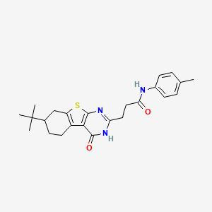 molecular formula C24H29N3O2S B6511193 3-{11-tert-butyl-3-oxo-8-thia-4,6-diazatricyclo[7.4.0.0^{2,7}]trideca-1(9),2(7),5-trien-5-yl}-N-(4-methylphenyl)propanamide CAS No. 950346-01-7