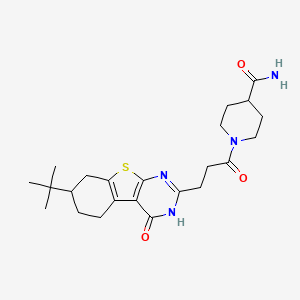 molecular formula C23H32N4O3S B6511210 1-(3-{11-tert-butyl-3-oxo-8-thia-4,6-diazatricyclo[7.4.0.0^{2,7}]trideca-1(9),2(7),5-trien-5-yl}propanoyl)piperidine-4-carboxamide CAS No. 950415-34-6
