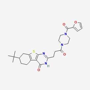 molecular formula C26H32N4O4S B6511211 11-tert-butyl-5-{3-[4-(furan-2-carbonyl)piperazin-1-yl]-3-oxopropyl}-8-thia-4,6-diazatricyclo[7.4.0.0^{2,7}]trideca-1(9),2(7),5-trien-3-one CAS No. 950346-33-5