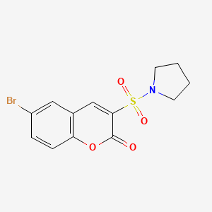 molecular formula C13H12BrNO4S B6511268 6-bromo-3-(pyrrolidine-1-sulfonyl)-2H-chromen-2-one CAS No. 950280-10-1