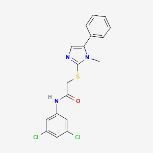 molecular formula C18H15Cl2N3OS B6511311 N-(3,5-dichlorophenyl)-2-[(1-methyl-5-phenyl-1H-imidazol-2-yl)sulfanyl]acetamide CAS No. 946256-23-1