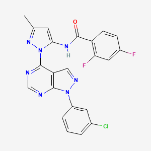 molecular formula C22H14ClF2N7O B6511379 N-{1-[1-(3-chlorophenyl)-1H-pyrazolo[3,4-d]pyrimidin-4-yl]-3-methyl-1H-pyrazol-5-yl}-2,4-difluorobenzamide CAS No. 1005972-11-1
