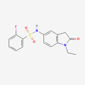 molecular formula C16H15FN2O3S B6511401 N-(1-ethyl-2-oxo-2,3-dihydro-1H-indol-5-yl)-2-fluorobenzene-1-sulfonamide CAS No. 921535-69-5