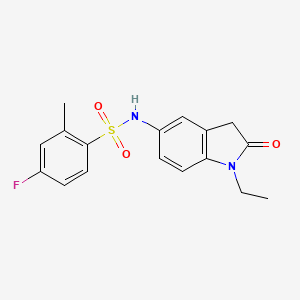 N-(1-ethyl-2-oxo-2,3-dihydro-1H-indol-5-yl)-4-fluoro-2-methylbenzene-1-sulfonamide