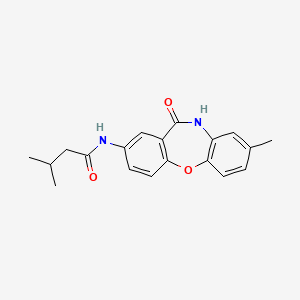 3-methyl-N-{6-methyl-10-oxo-2-oxa-9-azatricyclo[9.4.0.0^{3,8}]pentadeca-1(11),3(8),4,6,12,14-hexaen-13-yl}butanamide