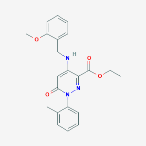 molecular formula C22H23N3O4 B6511447 ethyl 4-{[(2-methoxyphenyl)methyl]amino}-1-(2-methylphenyl)-6-oxo-1,6-dihydropyridazine-3-carboxylate CAS No. 921989-26-6