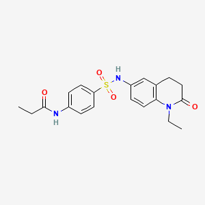 molecular formula C20H23N3O4S B6511498 N-{4-[(1-ethyl-2-oxo-1,2,3,4-tetrahydroquinolin-6-yl)sulfamoyl]phenyl}propanamide CAS No. 922079-93-4