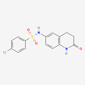 molecular formula C15H13ClN2O3S B6511527 4-chloro-N-(2-oxo-1,2,3,4-tetrahydroquinolin-6-yl)benzene-1-sulfonamide CAS No. 921916-31-6