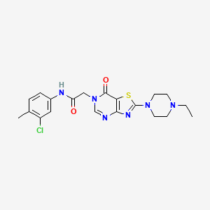 molecular formula C20H23ClN6O2S B6511550 N-(3-chloro-4-methylphenyl)-2-[2-(4-ethylpiperazin-1-yl)-7-oxo-6H,7H-[1,3]thiazolo[4,5-d]pyrimidin-6-yl]acetamide CAS No. 951553-20-1