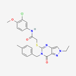 molecular formula C24H24ClN5O3S B6511569 N-(3-chloro-4-methoxyphenyl)-2-({2-ethyl-6-[(4-methylphenyl)methyl]-7-oxo-2H,6H,7H-pyrazolo[4,3-d]pyrimidin-5-yl}sulfanyl)acetamide CAS No. 932495-50-6
