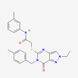 2-({2-ethyl-6-[(4-methylphenyl)methyl]-7-oxo-2H,6H,7H-pyrazolo[4,3-d]pyrimidin-5-yl}sulfanyl)-N-(3-methylphenyl)acetamide