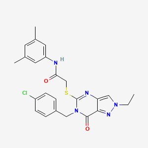 molecular formula C24H24ClN5O2S B6511593 2-({6-[(4-chlorophenyl)methyl]-2-ethyl-7-oxo-2H,6H,7H-pyrazolo[4,3-d]pyrimidin-5-yl}sulfanyl)-N-(3,5-dimethylphenyl)acetamide CAS No. 932495-84-6