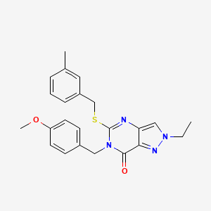 molecular formula C23H24N4O2S B6511608 2-ethyl-6-[(4-methoxyphenyl)methyl]-5-{[(3-methylphenyl)methyl]sulfanyl}-2H,6H,7H-pyrazolo[4,3-d]pyrimidin-7-one CAS No. 932496-16-7