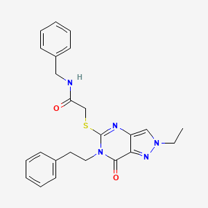 molecular formula C24H25N5O2S B6511615 N-benzyl-2-{[2-ethyl-7-oxo-6-(2-phenylethyl)-2H,6H,7H-pyrazolo[4,3-d]pyrimidin-5-yl]sulfanyl}acetamide CAS No. 932339-42-9