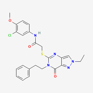 N-(3-chloro-4-methoxyphenyl)-2-{[2-ethyl-7-oxo-6-(2-phenylethyl)-2H,6H,7H-pyrazolo[4,3-d]pyrimidin-5-yl]sulfanyl}acetamide