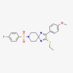 molecular formula C22H24FN3O3S2 B6511637 2-(ethylsulfanyl)-8-(4-fluorobenzenesulfonyl)-3-(4-methoxyphenyl)-1,4,8-triazaspiro[4.5]deca-1,3-diene CAS No. 894926-25-1