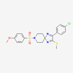 molecular formula C21H22ClN3O3S2 B6511640 2-(4-chlorophenyl)-8-(4-methoxybenzenesulfonyl)-3-(methylsulfanyl)-1,4,8-triazaspiro[4.5]deca-1,3-diene CAS No. 894926-49-9