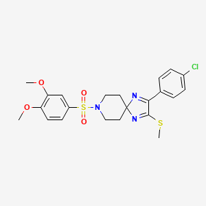 molecular formula C22H24ClN3O4S2 B6511645 2-(4-chlorophenyl)-8-(3,4-dimethoxybenzenesulfonyl)-3-(methylsulfanyl)-1,4,8-triazaspiro[4.5]deca-1,3-diene CAS No. 932285-56-8