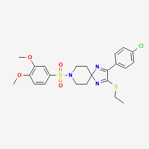 molecular formula C23H26ClN3O4S2 B6511653 2-(4-chlorophenyl)-8-(3,4-dimethoxybenzenesulfonyl)-3-(ethylsulfanyl)-1,4,8-triazaspiro[4.5]deca-1,3-diene CAS No. 894927-13-0