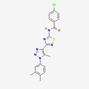 molecular formula C20H17ClN6OS B6511826 4-chloro-N-{3-[1-(3,4-dimethylphenyl)-5-methyl-1H-1,2,3-triazol-4-yl]-1,2,4-thiadiazol-5-yl}benzamide CAS No. 895101-07-2