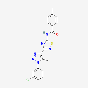 molecular formula C19H15ClN6OS B6511833 N-{3-[1-(3-chlorophenyl)-5-methyl-1H-1,2,3-triazol-4-yl]-1,2,4-thiadiazol-5-yl}-4-methylbenzamide CAS No. 895103-34-1
