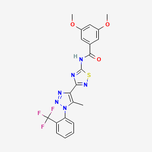 molecular formula C21H17F3N6O3S B6511839 3,5-dimethoxy-N-(3-{5-methyl-1-[2-(trifluoromethyl)phenyl]-1H-1,2,3-triazol-4-yl}-1,2,4-thiadiazol-5-yl)benzamide CAS No. 895107-91-2