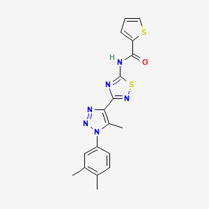 molecular formula C18H16N6OS2 B6511841 N-{3-[1-(3,4-dimethylphenyl)-5-methyl-1H-1,2,3-triazol-4-yl]-1,2,4-thiadiazol-5-yl}thiophene-2-carboxamide CAS No. 895109-75-8
