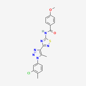 molecular formula C20H17ClN6O2S B6511845 N-{3-[1-(3-chloro-4-methylphenyl)-5-methyl-1H-1,2,3-triazol-4-yl]-1,2,4-thiadiazol-5-yl}-4-methoxybenzamide CAS No. 895111-73-6