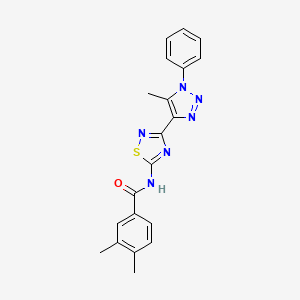 molecular formula C20H18N6OS B6511851 3,4-dimethyl-N-[3-(5-methyl-1-phenyl-1H-1,2,3-triazol-4-yl)-1,2,4-thiadiazol-5-yl]benzamide CAS No. 932350-17-9