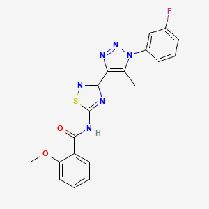 molecular formula C19H15FN6O2S B6511861 N-{3-[1-(3-fluorophenyl)-5-methyl-1H-1,2,3-triazol-4-yl]-1,2,4-thiadiazol-5-yl}-2-methoxybenzamide CAS No. 932487-76-8