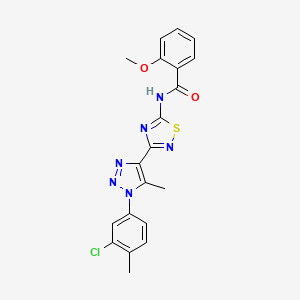 molecular formula C20H17ClN6O2S B6511868 N-{3-[1-(3-chloro-4-methylphenyl)-5-methyl-1H-1,2,3-triazol-4-yl]-1,2,4-thiadiazol-5-yl}-2-methoxybenzamide CAS No. 932300-39-5