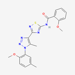 molecular formula C21H20N6O3S B6511872 2-methoxy-N-{3-[1-(2-methoxy-5-methylphenyl)-5-methyl-1H-1,2,3-triazol-4-yl]-1,2,4-thiadiazol-5-yl}benzamide CAS No. 932350-49-7