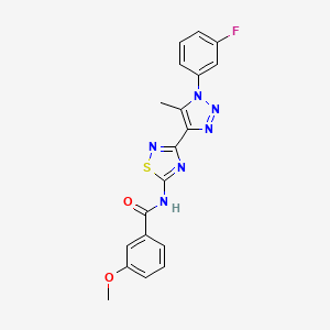 molecular formula C19H15FN6O2S B6511875 N-{3-[1-(3-fluorophenyl)-5-methyl-1H-1,2,3-triazol-4-yl]-1,2,4-thiadiazol-5-yl}-3-methoxybenzamide CAS No. 895117-43-8