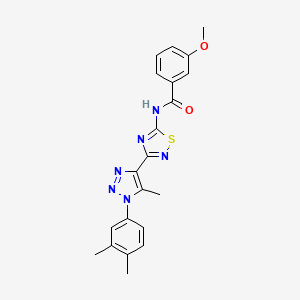 molecular formula C21H20N6O2S B6511886 N-{3-[1-(3,4-dimethylphenyl)-5-methyl-1H-1,2,3-triazol-4-yl]-1,2,4-thiadiazol-5-yl}-3-methoxybenzamide CAS No. 895118-05-5