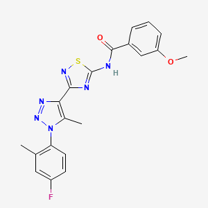 molecular formula C20H17FN6O2S B6511893 N-{3-[1-(4-fluoro-2-methylphenyl)-5-methyl-1H-1,2,3-triazol-4-yl]-1,2,4-thiadiazol-5-yl}-3-methoxybenzamide CAS No. 895118-95-3