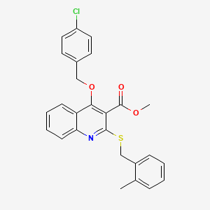 molecular formula C26H22ClNO3S B6511910 methyl 4-[(4-chlorophenyl)methoxy]-2-{[(2-methylphenyl)methyl]sulfanyl}quinoline-3-carboxylate CAS No. 932351-86-5